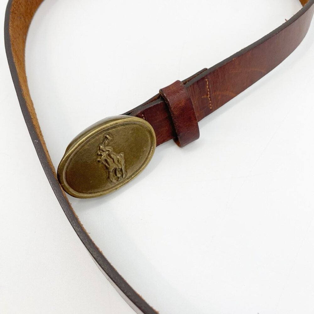 Vintage Ralph Lauren Leather Children’s Belt Brass Buckle Genuine Leather - Picture 6 of 10